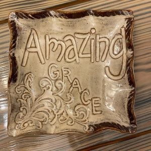 Pottery Square dish/plate decor Amazing Grace 7 1/2”